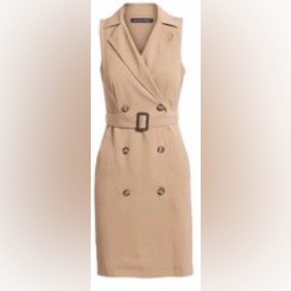 NWT Classic Banana Republic Double Breasted Trench Dress, Color: Tan, & Size: 16 - Picture 5 of 5